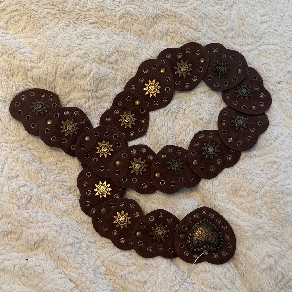 Brown Leather Belt with Gold Accents